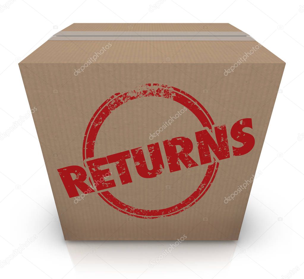 Open box with circular arrows symbolising returns and refunds