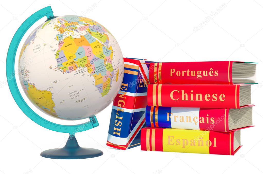 Globe with speech bubbles representing multiple languages